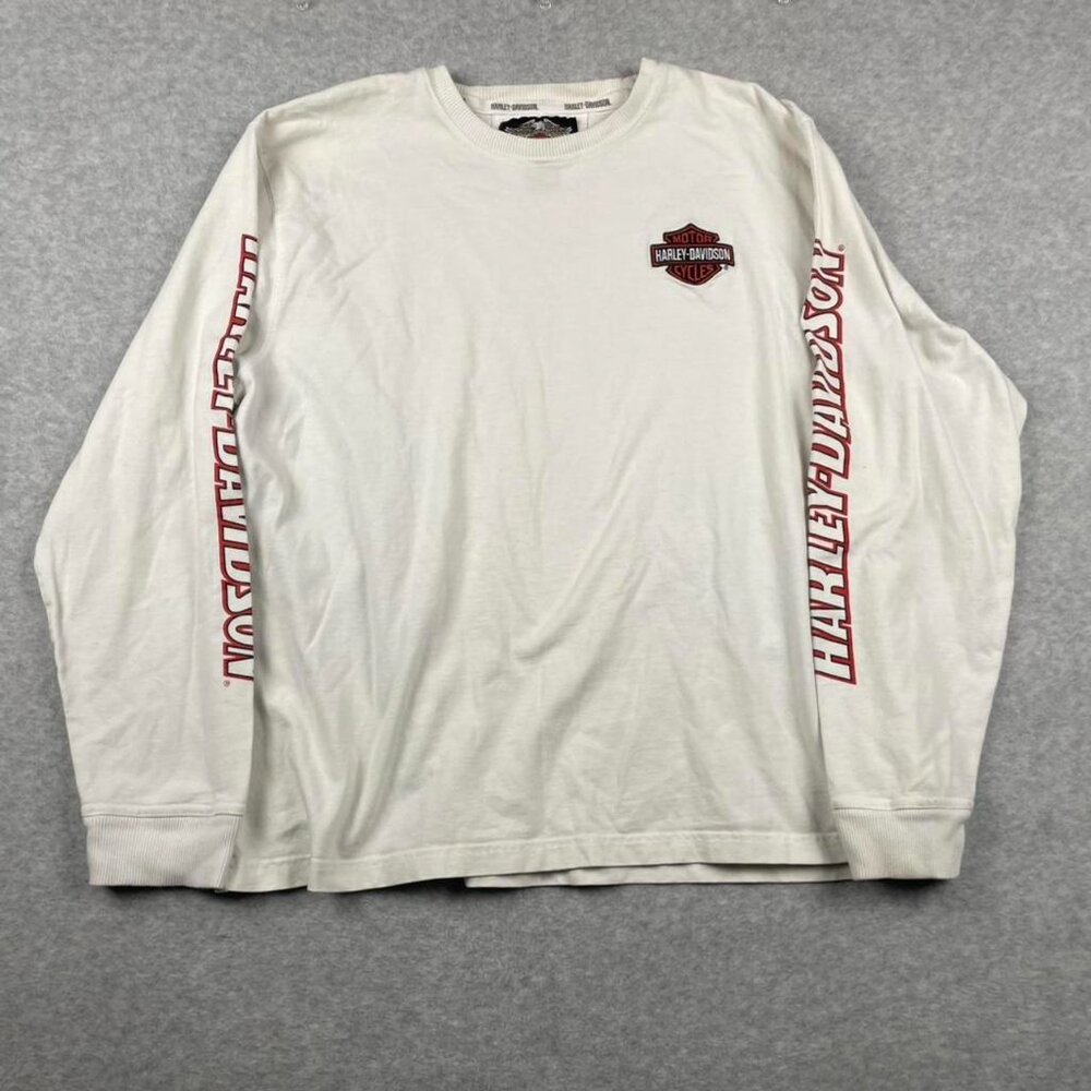 Harley Davidson Men's White and Red T-shirt